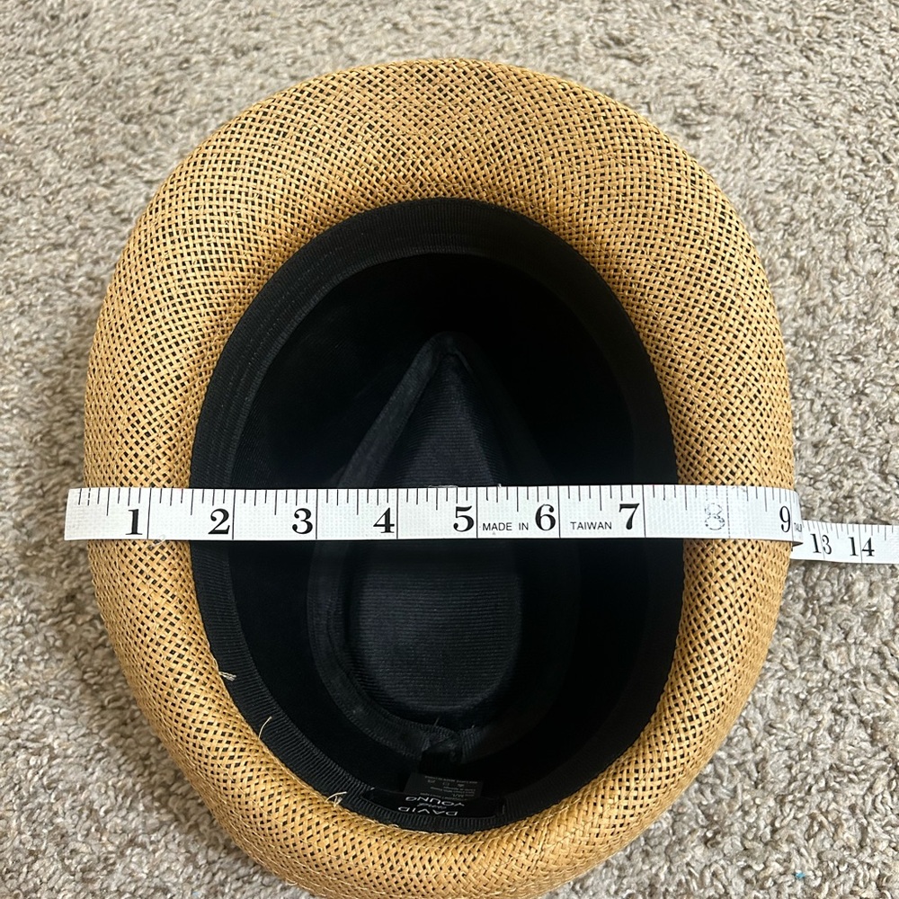 David and Young Straw Blend Fedora Hat Brown Trim Black Interior Padded Size M/L - Picture 12 of 12